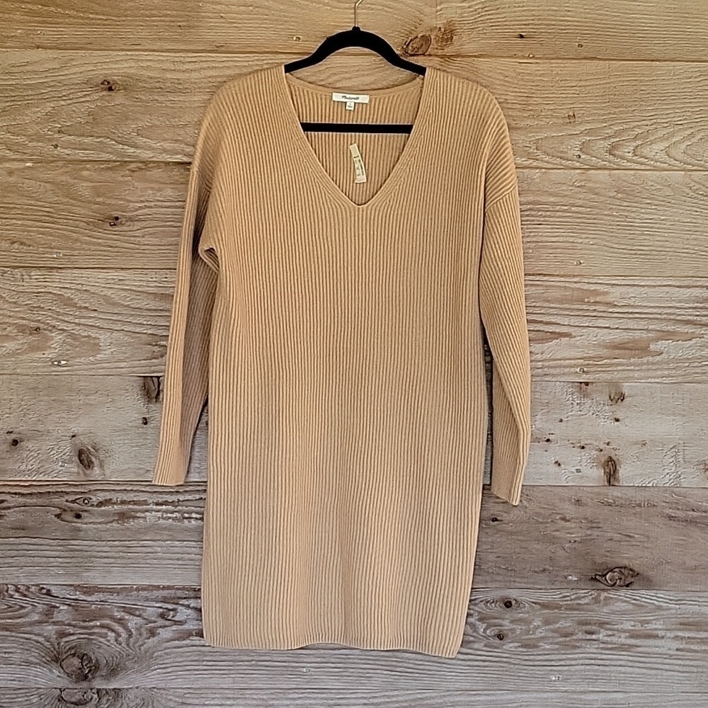 Madewell Size Small Tan Wool Blend Sweater Dress NWT